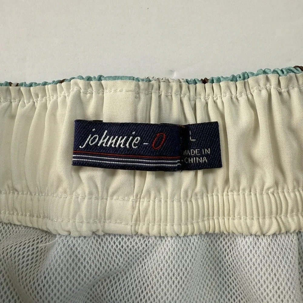 Johnnie-O Mens Nauttical Surfboard Print Swim Trunks Blue‎ Size L Preppy Coastal
